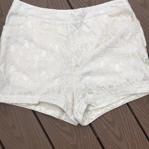 White, lace, flowered shorts